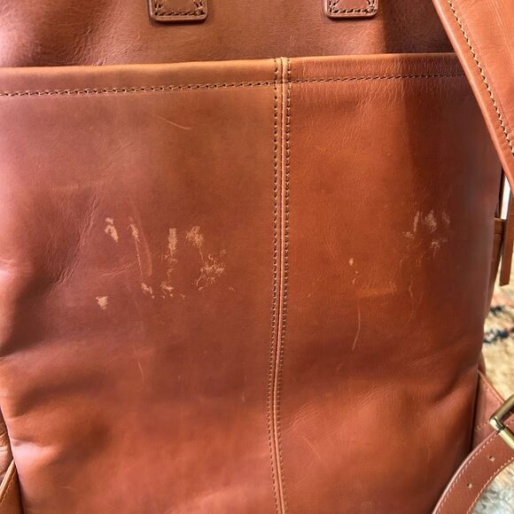 Azaria Luxe La Mère Backpack Grand Brown Leather Baby Diaper Bag - Picture 8 of 13